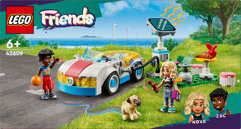 LEGO-Friends-42609-Auto-Elettrica-e-Caricabatterie-Giochi-per-Bambini-di-6--Anni-con-Macchina-Giocattolo-e-2-Mini-Bamboline