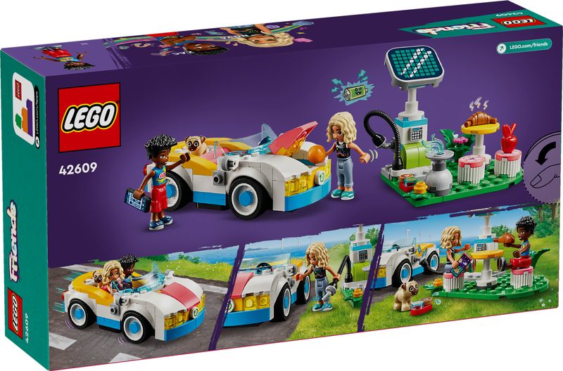 LEGO-Friends-42609-Auto-Elettrica-e-Caricabatterie-Giochi-per-Bambini-di-6--Anni-con-Macchina-Giocattolo-e-2-Mini-Bamboline