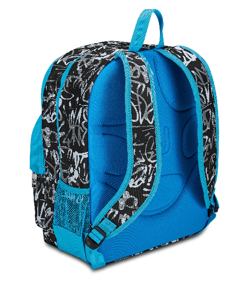Seven-SJ-Ever-Zaino-Scuola-Doppio-Scomparto-Nero-e-Azzurro-Blackwall-Boy