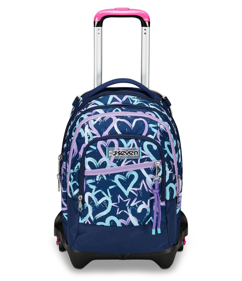 Seven-Trolley-Scuola-Jack-Detach-3-Ruote-Viola-Blu-Crystal-Purple