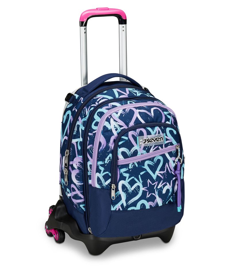 Seven-Trolley-Scuola-Jack-Detach-3-Ruote-Viola-Blu-Crystal-Purple