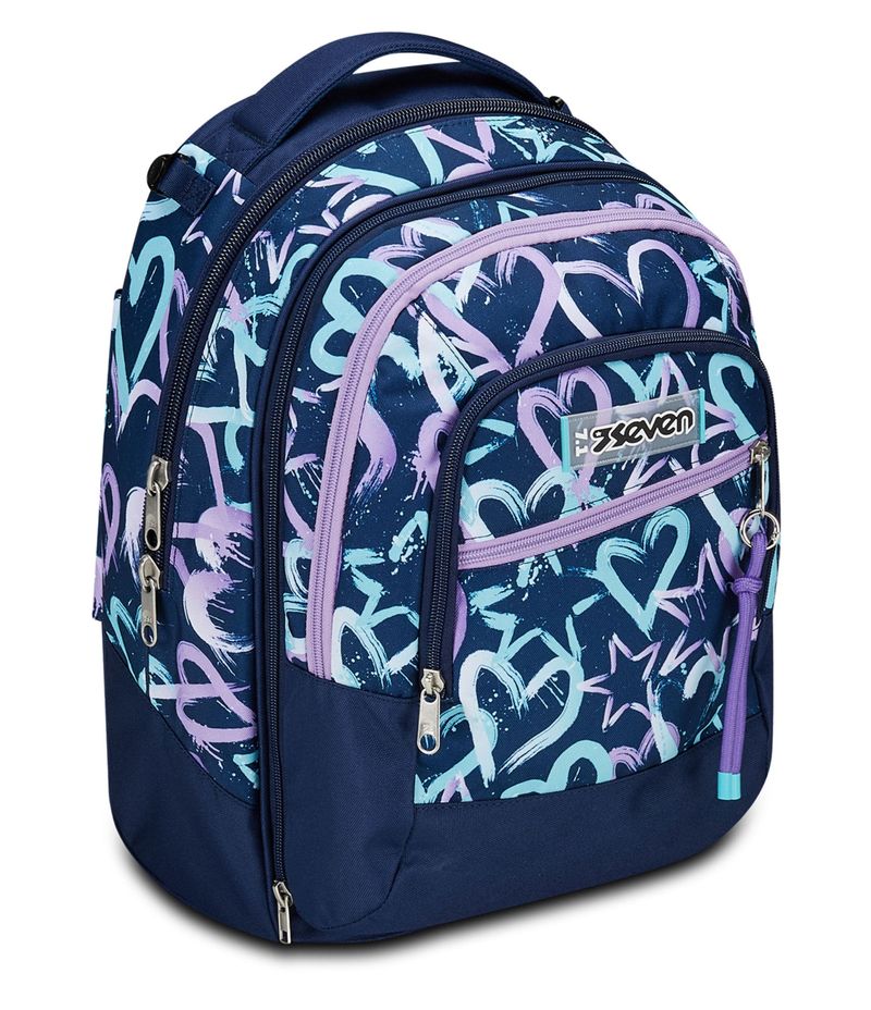 Seven-Trolley-Scuola-Jack-Detach-3-Ruote-Viola-Blu-Crystal-Purple