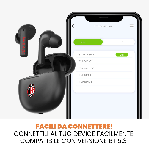 Techmade-TM-K201E-MIL-Earbuds-Auricolari-Bluetooth-AC-Milan-Marca