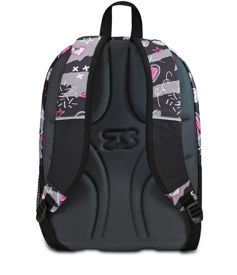 Seven-Zaino-Scuola-Adavanced-Pockets-Nero-Fucsia-Draft-Heart