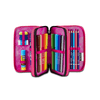 Seven-Astuccio-Scuola-3-Zip-Nero-Fucsia-Multi-Shade-Girl