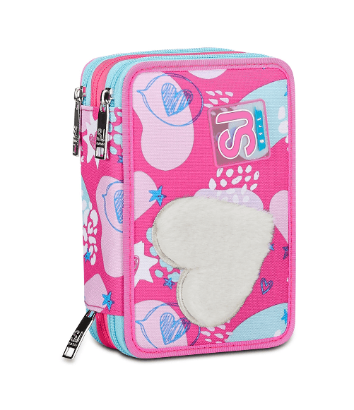 Seven-SJ-Gang-Astuccio-Scuola-3-Zip-Rosa-Pinkfur