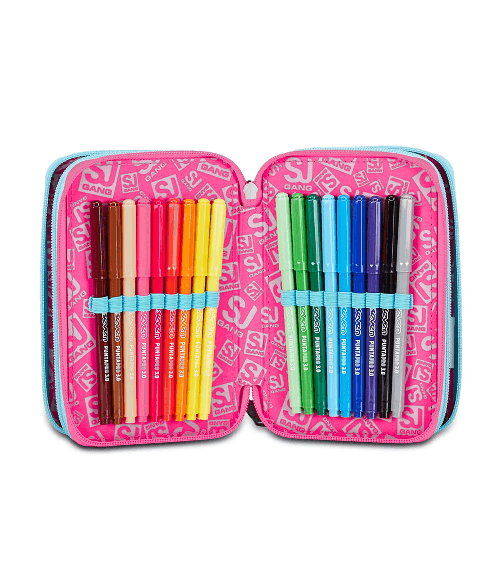 Seven-SJ-Gang-Astuccio-Scuola-3-Zip-Rosa-Pinkfur