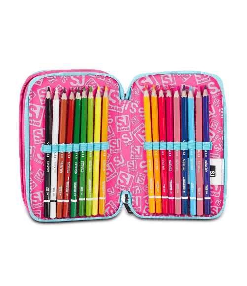 Seven-SJ-Gang-Astuccio-Scuola-3-Zip-Rosa-Pinkfur