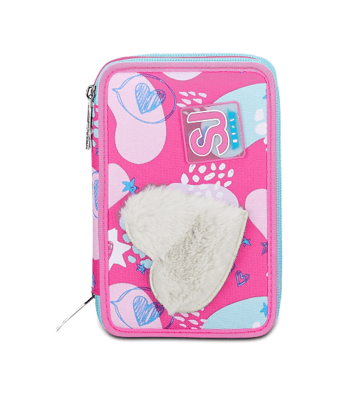 Seven-SJ-Gang-Astuccio-Scuola-3-Zip-Rosa-Pinkfur