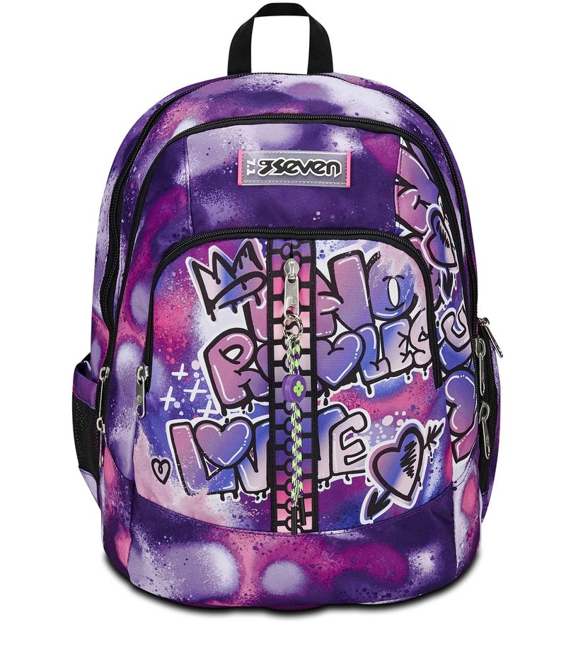 Seven-Zaino-Scuola-Advanced-con-Doppio-Scomparto-e-Supporto-Usb-Bubble-Street-Viola