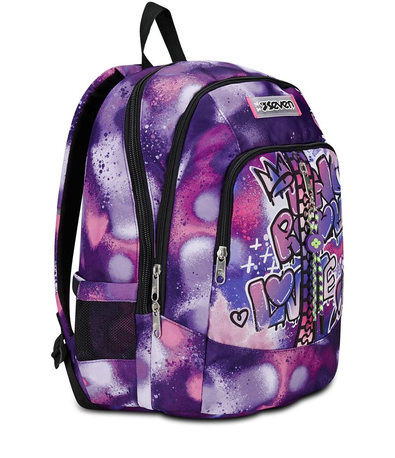 Seven-Zaino-Scuola-Advanced-con-Doppio-Scomparto-e-Supporto-Usb-Bubble-Street-Viola