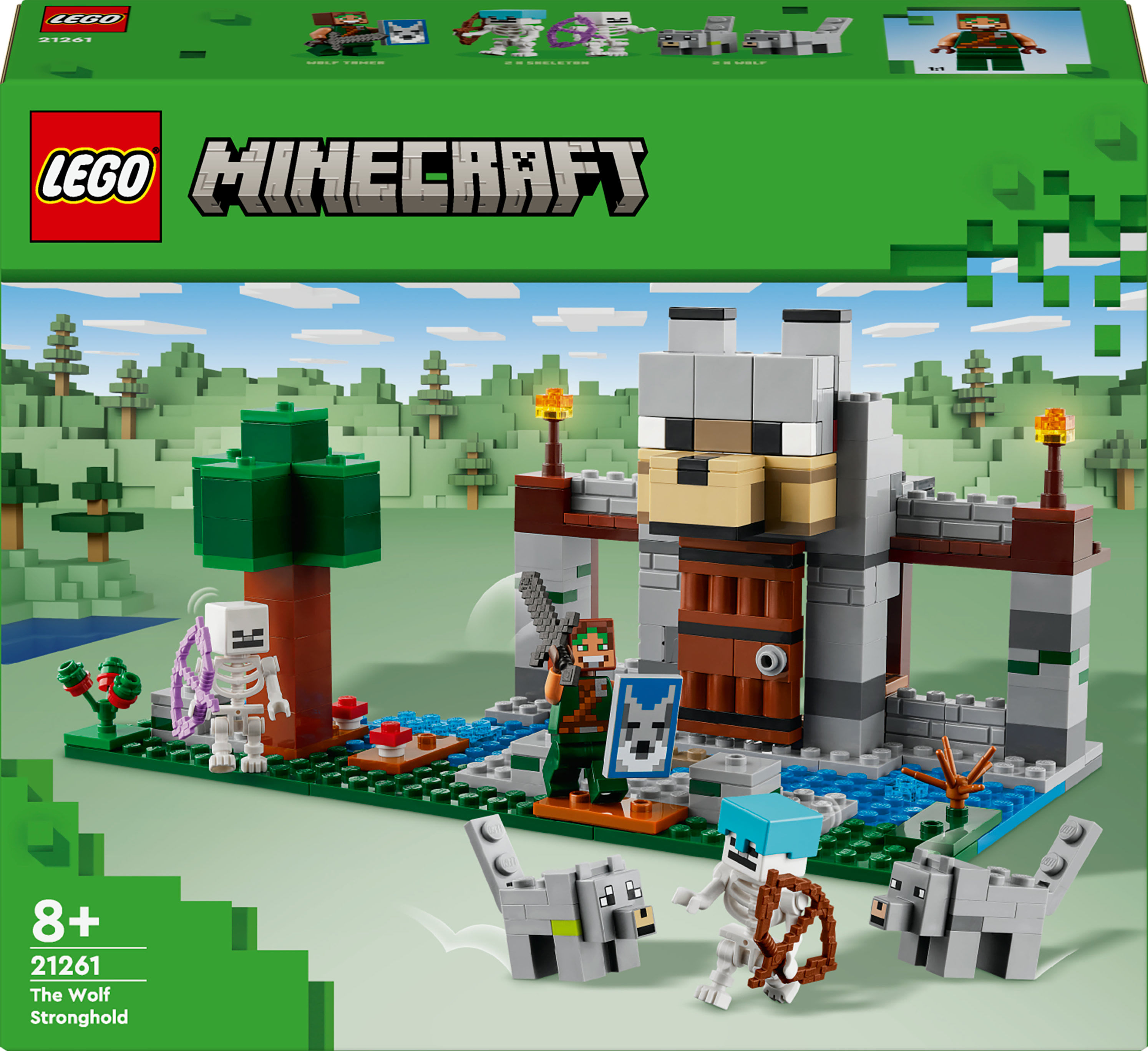 LEGO Minecraft Il Castello del Lupo Giocattolo da Costruire con il Personaggio del Domatore 2 Animali e 2 Scheletri con