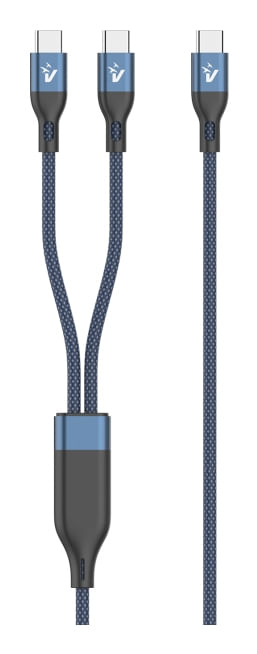 VulTech-Cavo-Smartphone-Type-C-a-2-Type-C-1.2mt-5.0a-100W-Nylon-Blu