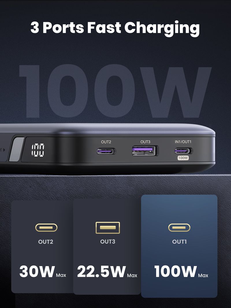 Ugreen-25188-batteria-portatile-20000-mAh-Grigio