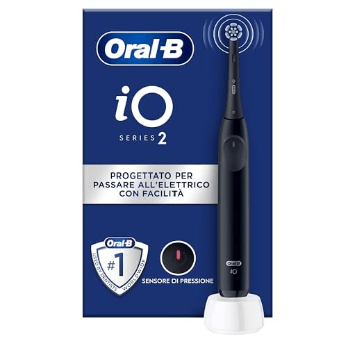 Oral-b io 2 spazzolino elettrico nero con micro-vibrazioni e testina rotonda