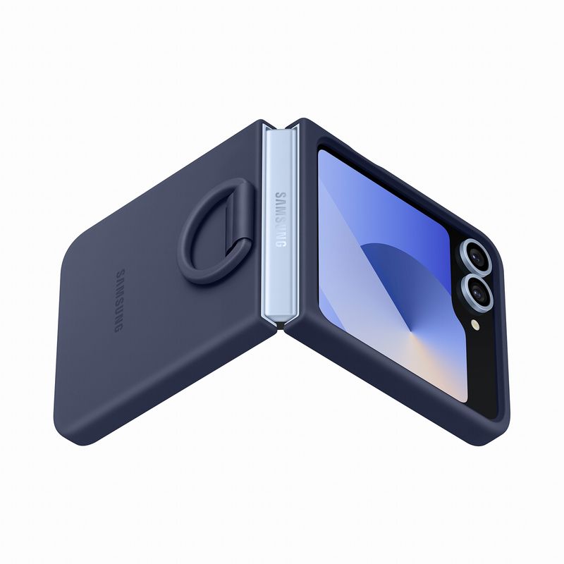 Samsung-Custodia-Pieghevole-in-Silicone-con-Anello-per-Galaxy-Z-Flip6-Navy