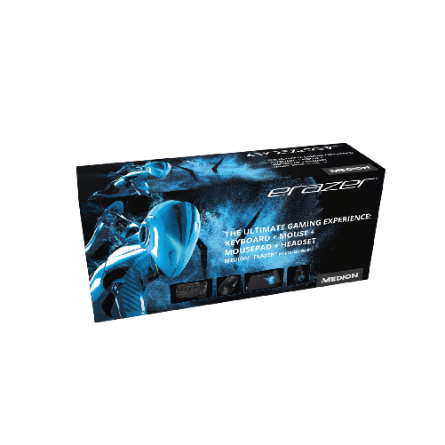 Medion erazer bundle gaming 4 in 1: tastiera p81035, cuffie p83036, mouse e81050, tappetino