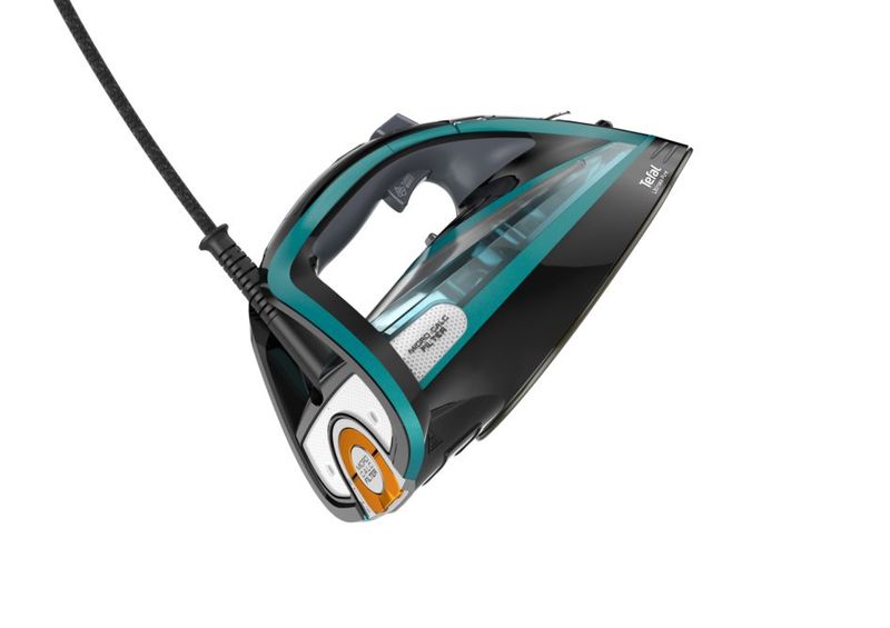 Tefal-Ultimate-Pure-FV9844-Ferro-da-stiro-a-secco-e-a-vapore-Piastra-Durilium-Autoclean-3200-W-Nero-Blu