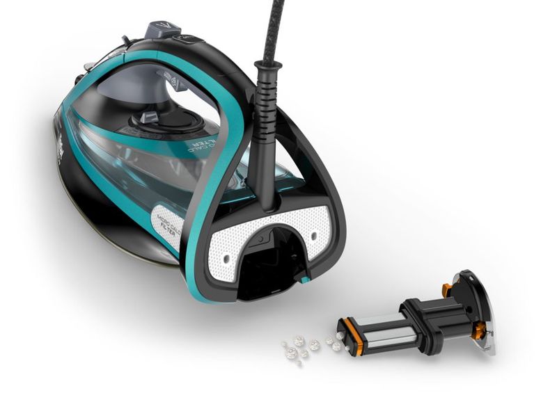Tefal-Ultimate-Pure-FV9844-Ferro-da-stiro-a-secco-e-a-vapore-Piastra-Durilium-Autoclean-3200-W-Nero-Blu