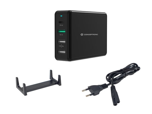 Conceptronic-OZUL01B-Caricabatterie-per-dispositivi-mobili-Universale-Nero-AC-Ricarica-rapida-Interno