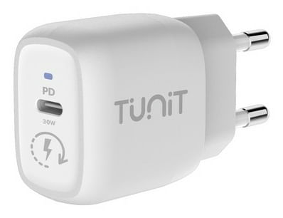 TUNIT-TTWCPD30-Caricabatterie-per-dispositivi-mobili-Cuffie-Computer-portatile-Smartphone-Orologio-intelligente-Tablet-Bianco-AC-Interno
