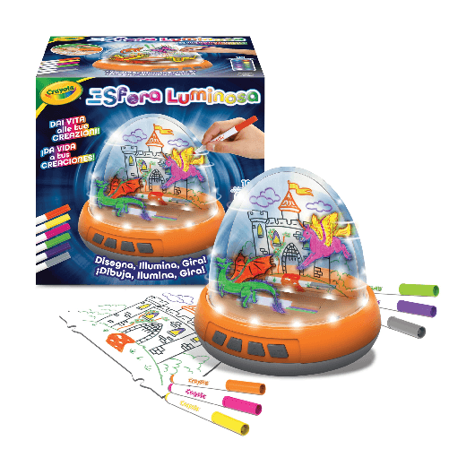 Crayola-Sfera-Luminosa-Set-Motorizzato-con-Luci-e-Movimento-per-Creare-Disegni-su-Due-Livelli-6-Pennarelli-Gel-Lavabili
