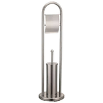 Vigor Portascopino Wc Inox con Portarotolo H. 80cm
