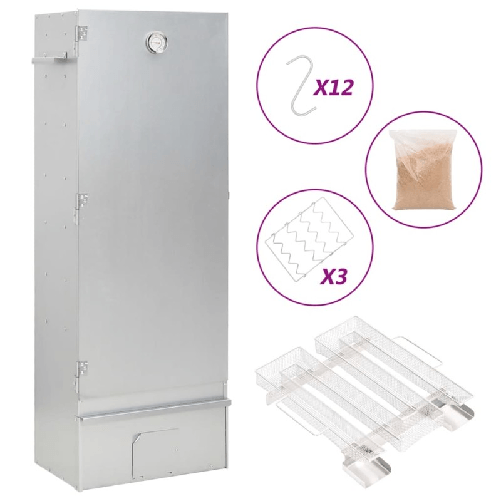 VidaXL Forno Affumicatore BBQ Generatore Fumo Freddo Acciaio Zincato