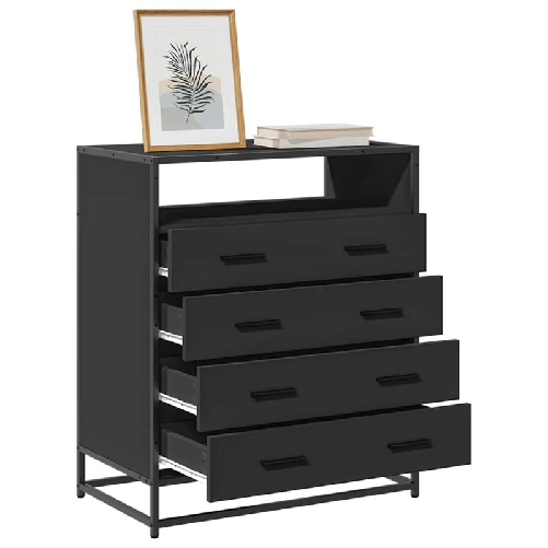 VidaXL Cassettiera Nera 70x41x83,5 cm in Legno Multistrato