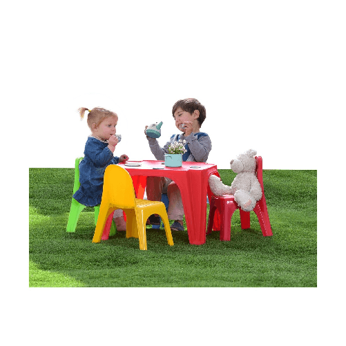 Tavolo-Gioco-Pic-Nic-4-Amici-Sedie-Plastica-Esterno-Casa-Giardino-Giochi-Bambini