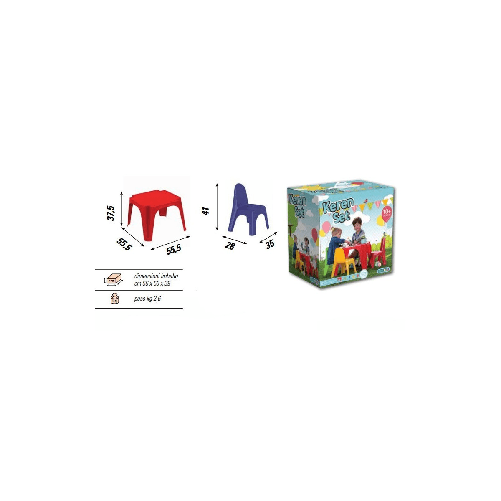 Tavolo-Gioco-Pic-Nic-4-Amici-Sedie-Plastica-Esterno-Casa-Giardino-Giochi-Bambini