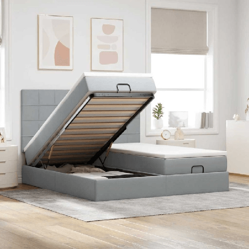 VidaXL Struttura Letto Pouf con Materassi 160x200 cm in Tessuto