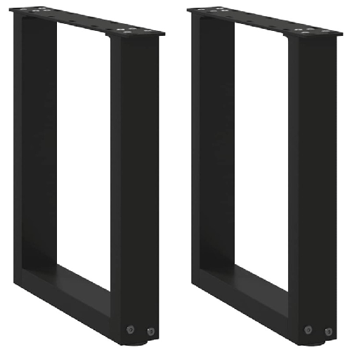 VidaXL Gambe Tavolino Caffè a U 2 pz Nero 28x(42-43) cm Acciaio