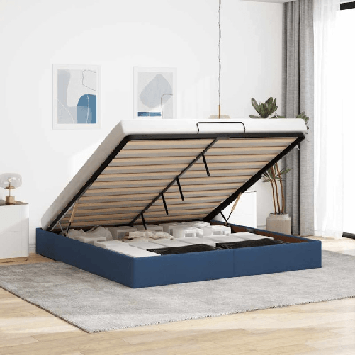 VidaXL Struttura Letto Pouf senza Materasso Blu 200x200 cm in Tessuto