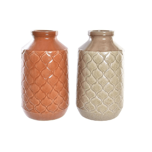 DKD Home Decor Vaso DKD Home Decor Porcellana Arancio Verde (20 x 20 x 35 cm) (2 Unità)