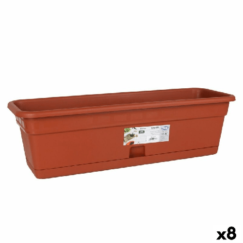 Dem Vaso da Balcone con Piatto Dem Squares Rettangolare Marrone 60 x 20 cm (8 Unità)