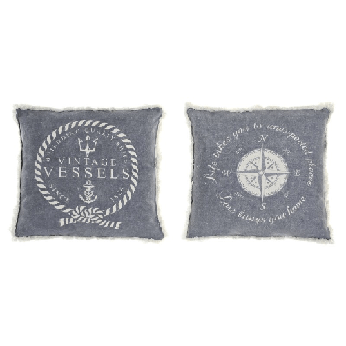 DKD Home Decor  Cuscino DKD Home Decor Azzurro Bianco Frange Mediterraneo Marino 45 x 10 x 45 cm (2 Unità)