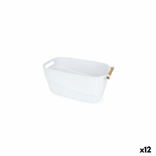 Confortime  Cestino Multiuso Confortime Bianco Legno Plastica 27 x 14,5 x 12 cm Con manici (12 Unità)
