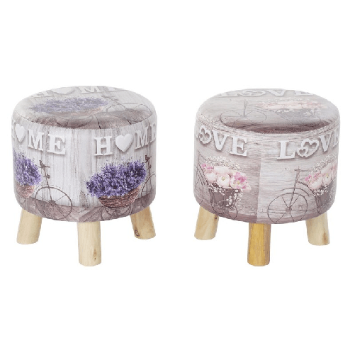 DKD Home Decor  Poggiapiedi DKD Home Decor Grigio Bicicletta Rosa Lilla PU Pino (30 x 30 x 30 cm) (2 Unità