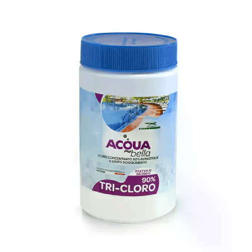 Acqua Bella Cloro 90% In pastiglie da 200gr Tricloro lento pulizia Acqua piscina sanificante