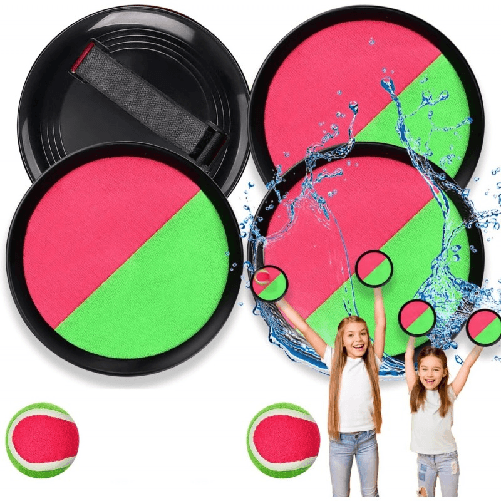 Generico Set 4 Racchette Cattura con 2 Palline Gioco per Bambini Adulti Outdoor Spiaggia