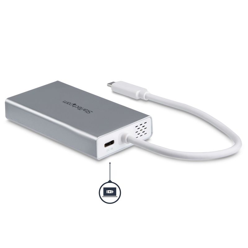 StarTech-Adattatore-Multifunzione-USB-C-per-Portatili-Power-Delivery-4K-Hdmi-Bianco-e-Argento