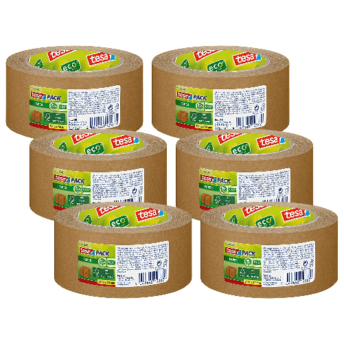 Tesa nastro adesivo carta ecologica marrone 50m x 5cm 6 rotoli per imballaggio