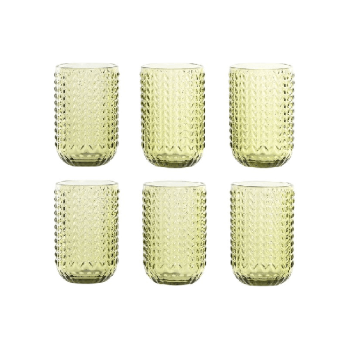 Home ESPRIT Set di Bicchieri Home ESPRIT Verde Cristallo Con rilievo 420 ml (6 Unità)