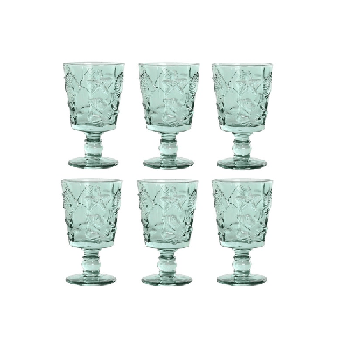 Home ESPRIT Set di Bicchieri Home ESPRIT Turchese Cristallo 345 ml (6 Unità)