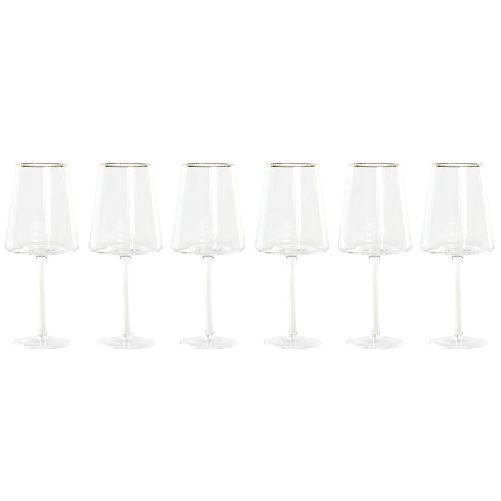 Home ESPRIT  Champagne e calice piatto per champagne Home ESPRIT Trasparente Dorato Cristallo 400 ml (6 Unità)