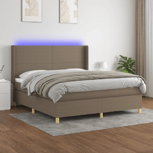 VidaXL Letto a Molle con Materasso e LED Tortora 180x200 cm in Tessuto