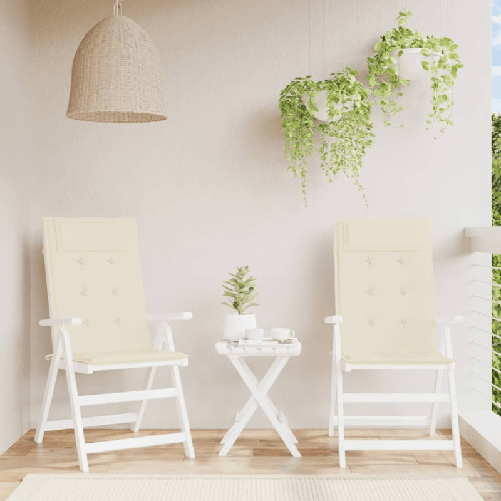 VidaXL Cuscini per Sedia con Schienale Alto 2 pz Crema Tessuto Oxford