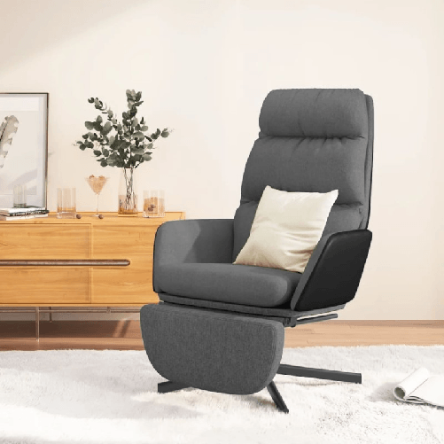 VidaXL Poltrona Relax con Poggiapiedi Grigio Chiaro in Tessuto