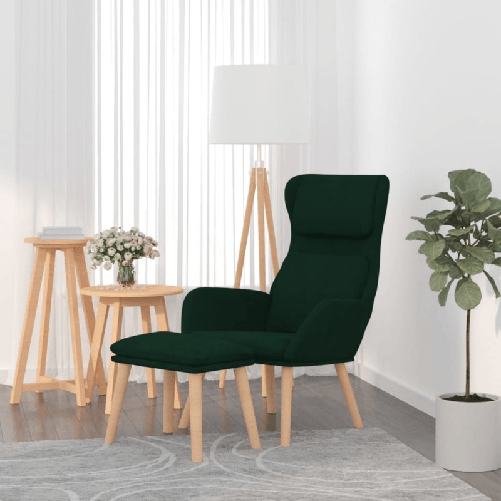 VidaXL Poltrona Relax con Poggiapiedi Verde Scuro in Velluto
